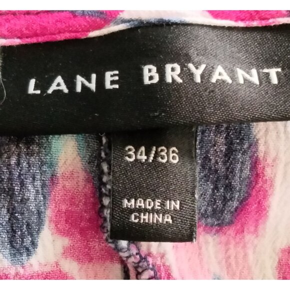 Lane Bryant Plus Size 34/36 Multicolor Abstract Pattern Top Short Sleeve Blouse - Picture 6 of 7